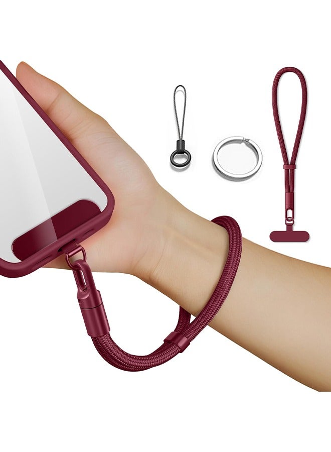 Universal Cell Phone Wristband, Anti-Theft Adjustable Lanyard with Keychain, Cell Phone Lanyard Accessory  - Compatible with All Phone Cases, Multifunctional Wristband for Smartphones, Cameras, Keys - RED - Image 1