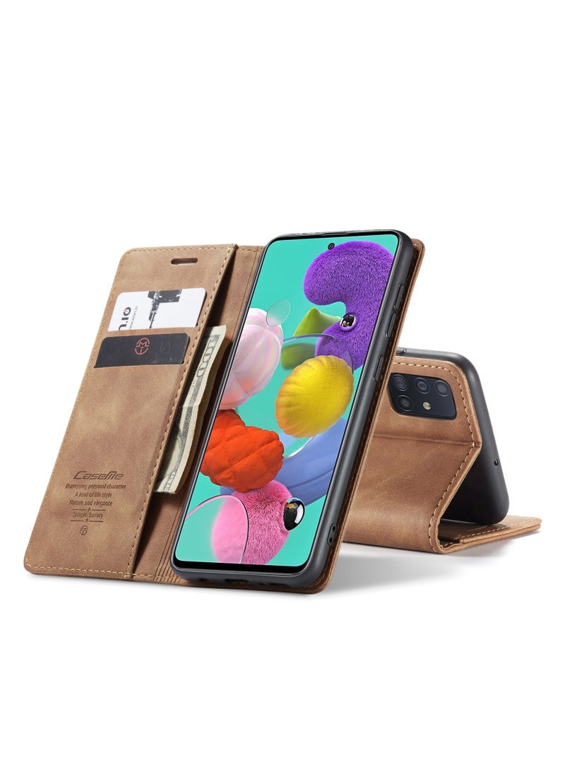 CaseMe CaseMe Samsung Galaxy A51Case Wallet, for Samsung Galaxy A51  Wallet Case Book Folding Flip Folio Case with Magnetic Kickstand Card Slots Protective Cover - Brown  - Image 2