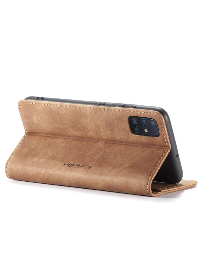 CaseMe CaseMe Samsung Galaxy A51Case Wallet, for Samsung Galaxy A51  Wallet Case Book Folding Flip Folio Case with Magnetic Kickstand Card Slots Protective Cover - Brown  - Image 4
