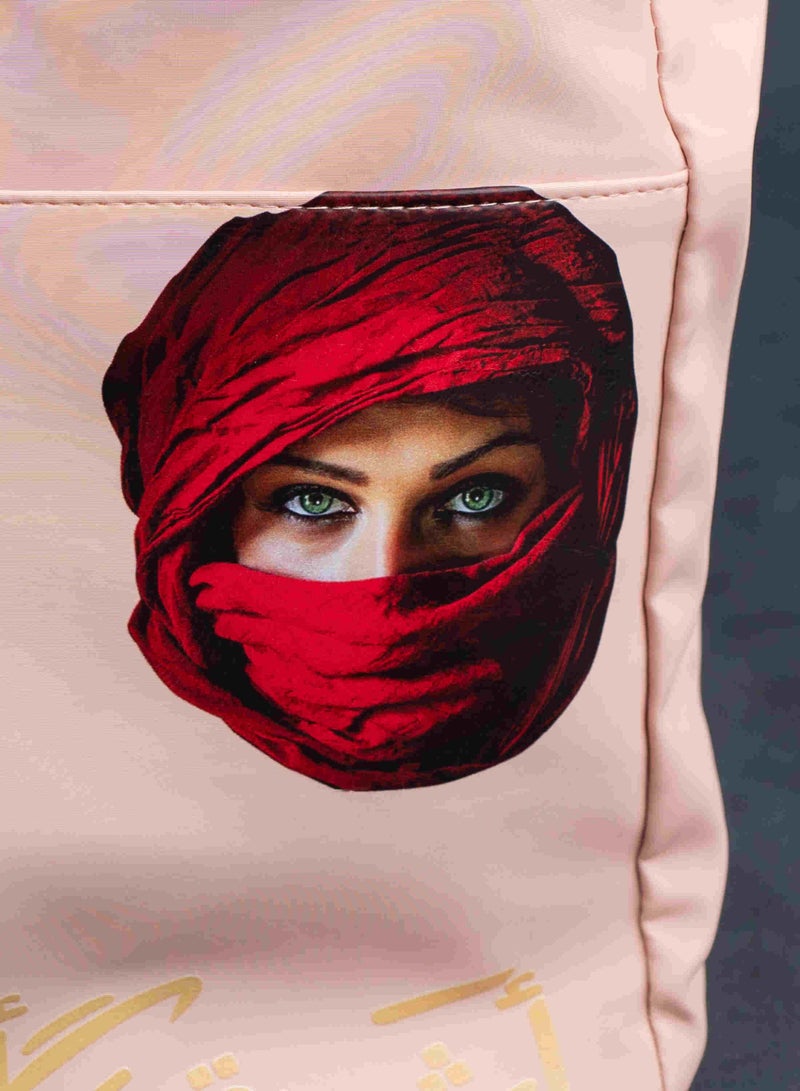 هاي لاين ستور حقيبة توتي باج وتربروف بطباعة جذابة مقاومة للبقع, شنطة بمساحة كبيرة لوضع جميع الأغراض الشخصية مبطنة من الداخل جودة عالية لون وردي - Image 3