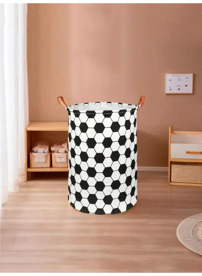سلة تخزين العاب قابلة للطي سلة تخزين قماشية كبيرة بسعة واسعة لتنظيم العاب الاطفال و الغسيل بتصميم مستوحى من كرة القدم مناسبه لاستخدامها في غرف نوم الاطفال ، غرفة اللعب والحضانة - Image 2