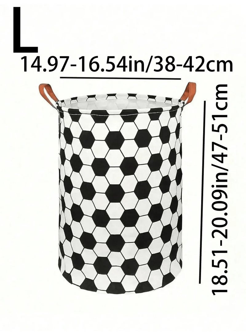 سلة تخزين العاب قابلة للطي سلة تخزين قماشية كبيرة بسعة واسعة لتنظيم العاب الاطفال و الغسيل بتصميم مستوحى من كرة القدم مناسبه لاستخدامها في غرف نوم الاطفال ، غرفة اللعب والحضانة - Image 3