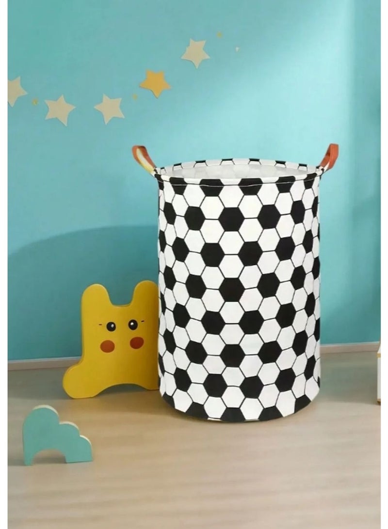 سلة تخزين العاب قابلة للطي سلة تخزين قماشية كبيرة بسعة واسعة لتنظيم العاب الاطفال و الغسيل بتصميم مستوحى من كرة القدم مناسبه لاستخدامها في غرف نوم الاطفال ، غرفة اللعب والحضانة - Image 1