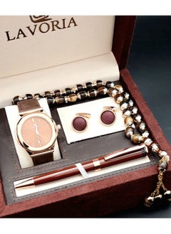 Laforea watch gift set for men consisting of 4 pieces, a rosary watch, a pen and a set of buttons
