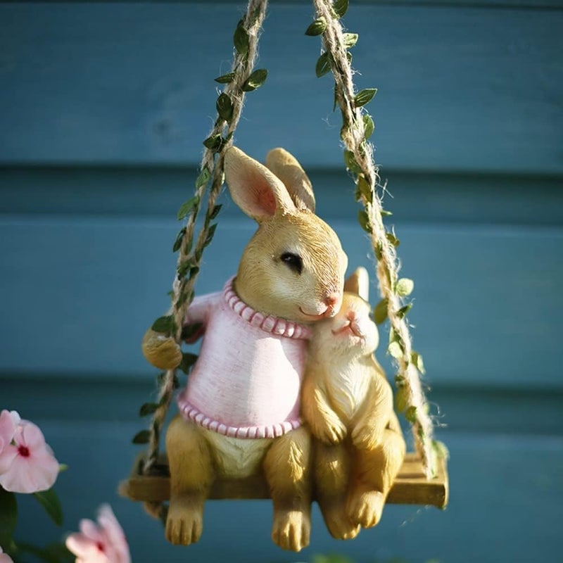 The Decorshed Outdoor Climbing and Tree Climbing Animals, Terrace, Garden, Balcony, Courtyard Decorations, and Animal Home Decoration (Bunny Mother Baby) - Image 5