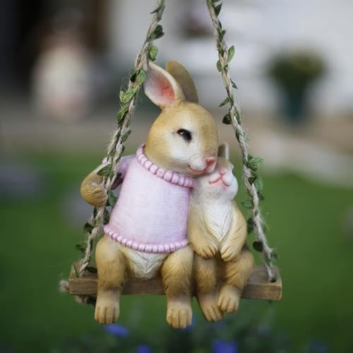 The Decorshed Outdoor Climbing and Tree Climbing Animals, Terrace, Garden, Balcony, Courtyard Decorations, and Animal Home Decoration (Bunny Mother Baby) - Image 2