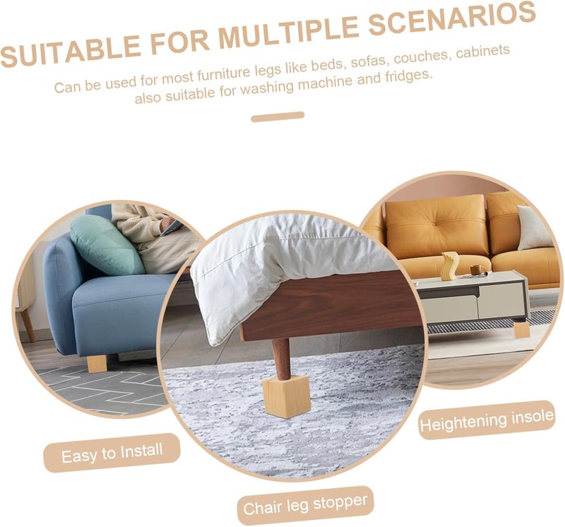 TEHAUX 8pcs Furniture Risers Stable and Practical Bed Lifters for Sofa Chair Table Wood Pad to Prevent Sliding and Wear - Image 4