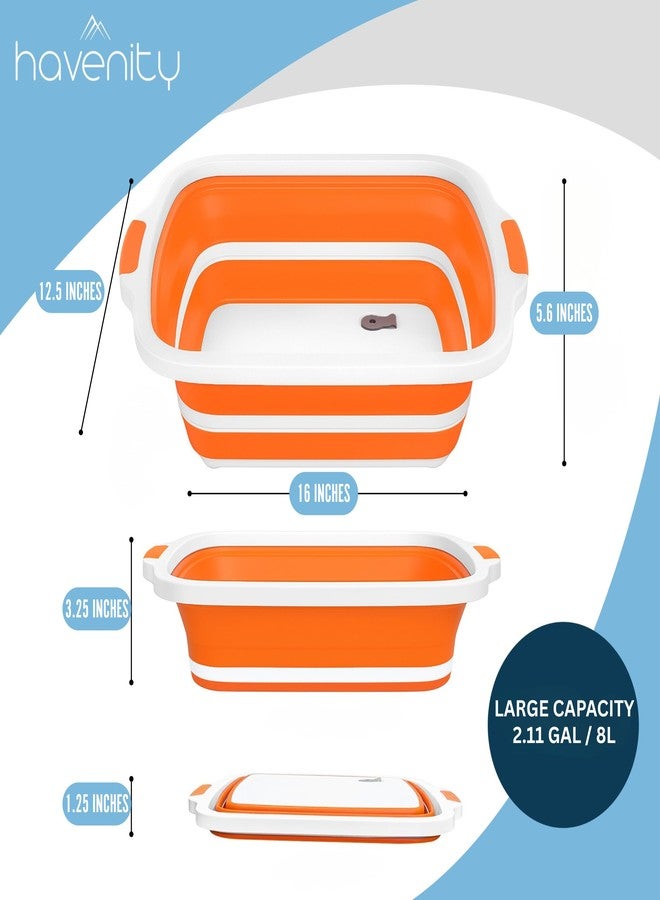 HAVENITY BBQ Prep Tub, 8L Multifunctional Camping Cutting Board with lid, Collapsible Dish Basin for Meal Prep Marinating Food, Collapsible Food Storage Containers (Large) - Image 2