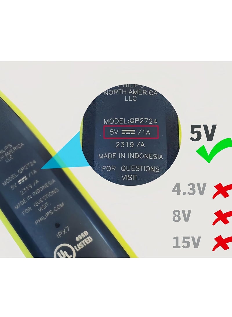 5V Shaver Charger Compatible with Philips Norelco QP2724/90 QP2834 QP1324 MG5910 QP6531 MG7910 PQ888 PQ889 MG9510 MG9520 Trimmer,Charging Cable for Shaver Series 2400,2600,3600 - Image 3