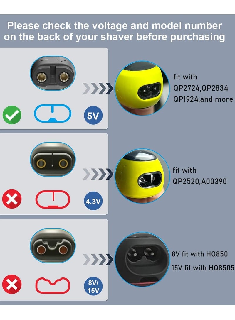 5V Shaver Charger Compatible with Philips Norelco QP2724/90 QP2834 QP1324 MG5910 QP6531 MG7910 PQ888 PQ889 MG9510 MG9520 Trimmer,Charging Cable for Shaver Series 2400,2600,3600 - Image 2