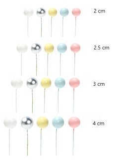 KASTWAVE Ball Shaped Cake Topper Cake Picks, Pearl Ball DIY Cake Insert Topper Cup Cake Topper Set Toothpick for Party Birthday Cake Baby Shower Wedding Anniversary 20Pcs  - Image 5