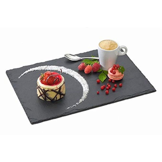 Lonovel Slate Cheese Board Natural Slate Cheese Plates for Kitchen Dining,Parties,Entertaining,8"x12" Cheese Placemats Serving Tray for Cake,Fruit,Biscuit,Meat,Charcuterie Boards Set of 3 - Image 5
