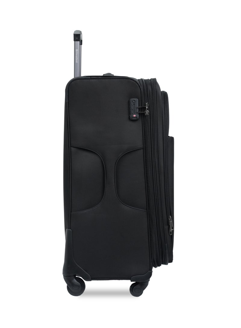 President 3-Piece Expandable Soft-Side Luggage Set - High-Quality Heavy Duty Travel Bags with Multi-Pocket Storage ( Model 961-3 ) BLACK - Image 3