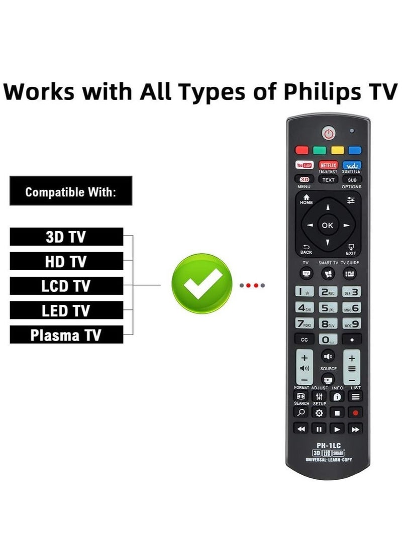 IAF Universal Remote Control with Luminous Buttons Compatible Replacement for Most 3D LCD LED Smart Plasma Philips TV - Image 3