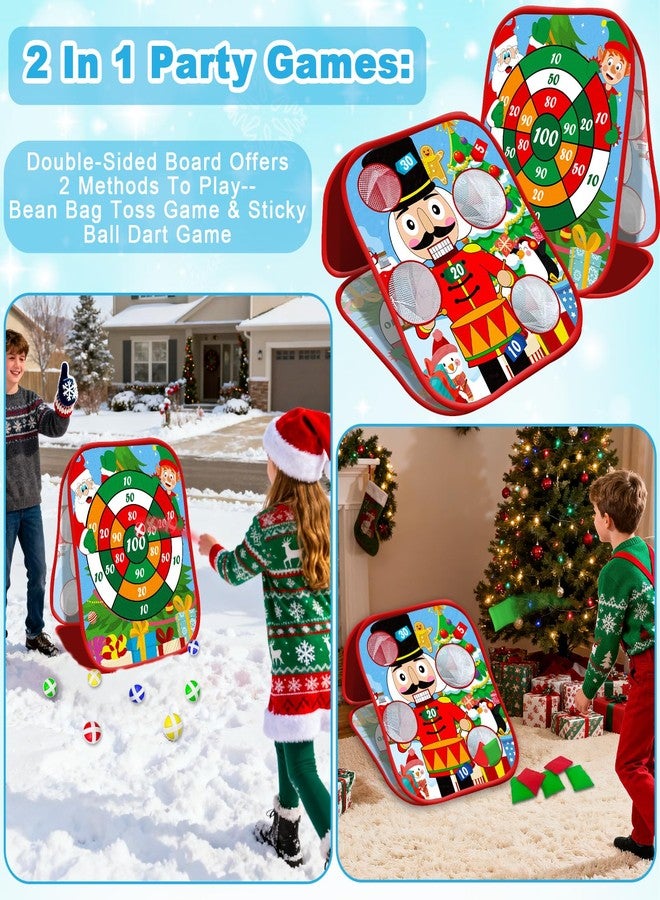 AMENON Christmas Bean Bag Toss Game for Kids, Christmas Party Games Double-Side Collapsible Dart Board Game with Nutcracker & Santa Claus Design for Xmas Party Family Carnival Indoor Outdoor Yard Toys Set - Image 4