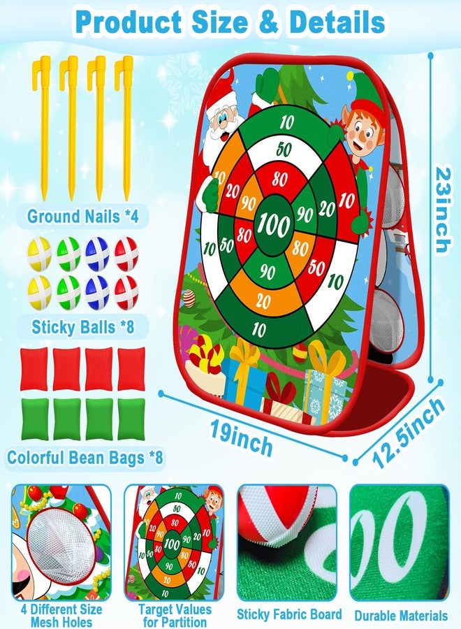 AMENON Christmas Bean Bag Toss Game for Kids, Christmas Party Games Double-Side Collapsible Dart Board Game with Nutcracker & Santa Claus Design for Xmas Party Family Carnival Indoor Outdoor Yard Toys Set - Image 2