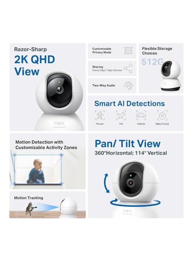 tapo TP-Link Tapo C220 Pan/Tilt Smart AI 2K 4MP QHD 1440p Home Security Wi-Fi Camera| Alexa & Google Assistant Enabled |Night Vision|Two-Way Audio| Motion Detection - Image 2