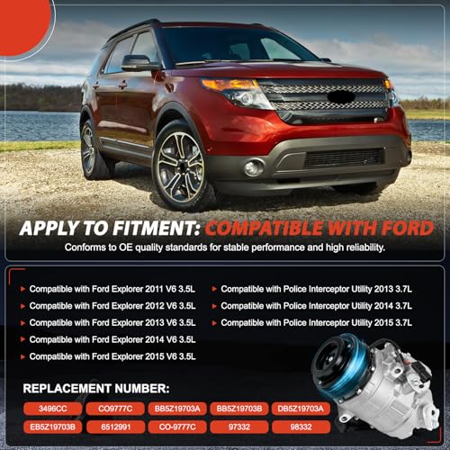 HPEVA Air Conditioner AC Compressor with Ford Explorer 2011 2012 2013 2014 2015#V6 3.5L,3496CC,Keep Cooling - Image 2