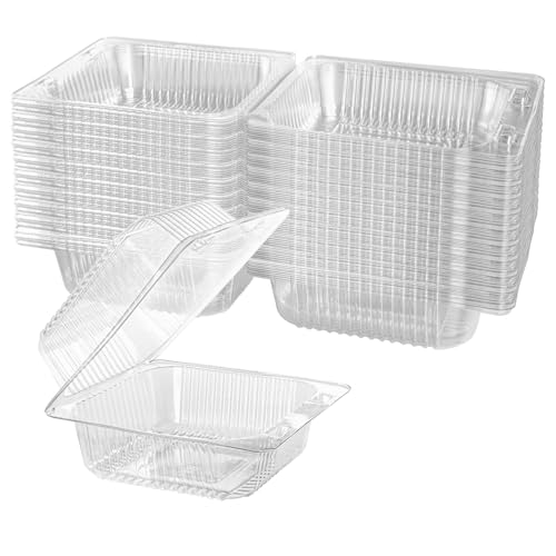 Axe Sickle 100 Count Clear Plastic Hinged Take Out Containers Clamshell Takeout Tray Food Clamshell Containers Outside Diameter for Dessert, Snacksetc, Cakes Slice, Cookies, Salads - Image 1