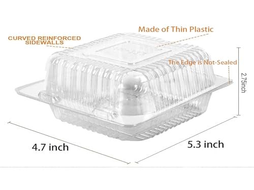 Axe Sickle 100 Count Clear Plastic Hinged Take Out Containers Clamshell Takeout Tray Food Clamshell Containers Outside Diameter for Dessert, Snacksetc, Cakes Slice, Cookies, Salads - Image 4