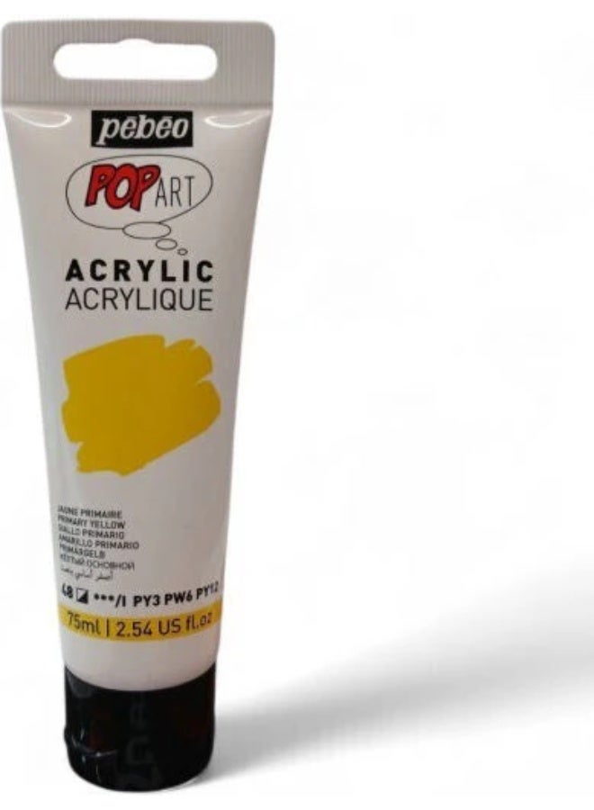 طلاء أكريليك بيبيو بوب آرت 75 مل أصفر أساسي نابض بالحياة