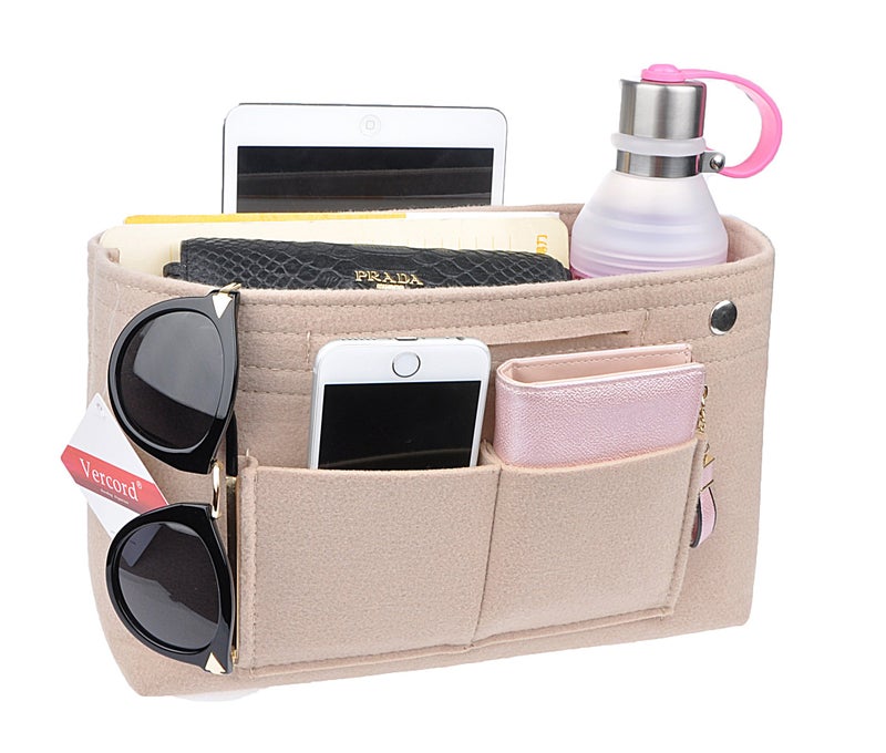 Vercord Felt Purse Tote Organizer Insert Divider Inside Handbag for Women Medium Beige, 11 inch x7.1 inch x3.5 inch - Image 2