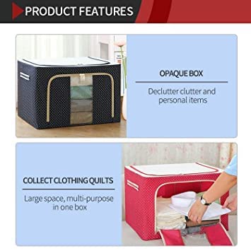 QUALIZA Storage Bags for Clothes Large Cloth Storage Box Saree Organisers Storage for Wardrobe Storage Bag Storage Boxes for Clothes Cloth Storage Bag Blanket Storage Bags - Image 2