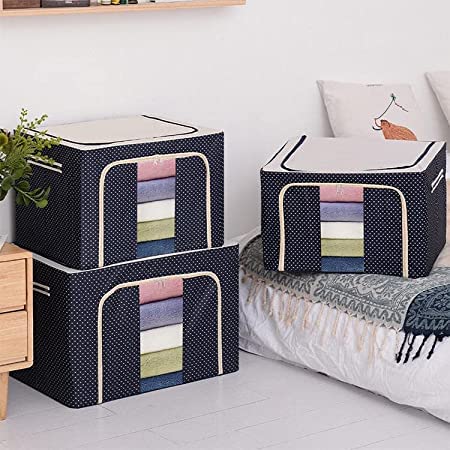QUALIZA Storage Bags for Clothes Large Cloth Storage Box Saree Organisers Storage for Wardrobe Storage Bag Storage Boxes for Clothes Cloth Storage Bag Blanket Storage Bags - Image 1