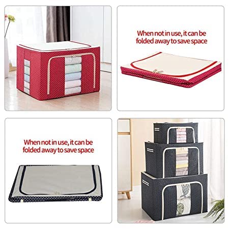 QUALIZA Storage Bags for Clothes Large Cloth Storage Box Saree Organisers Storage for Wardrobe Storage Bag Storage Boxes for Clothes Cloth Storage Bag Blanket Storage Bags - Image 4