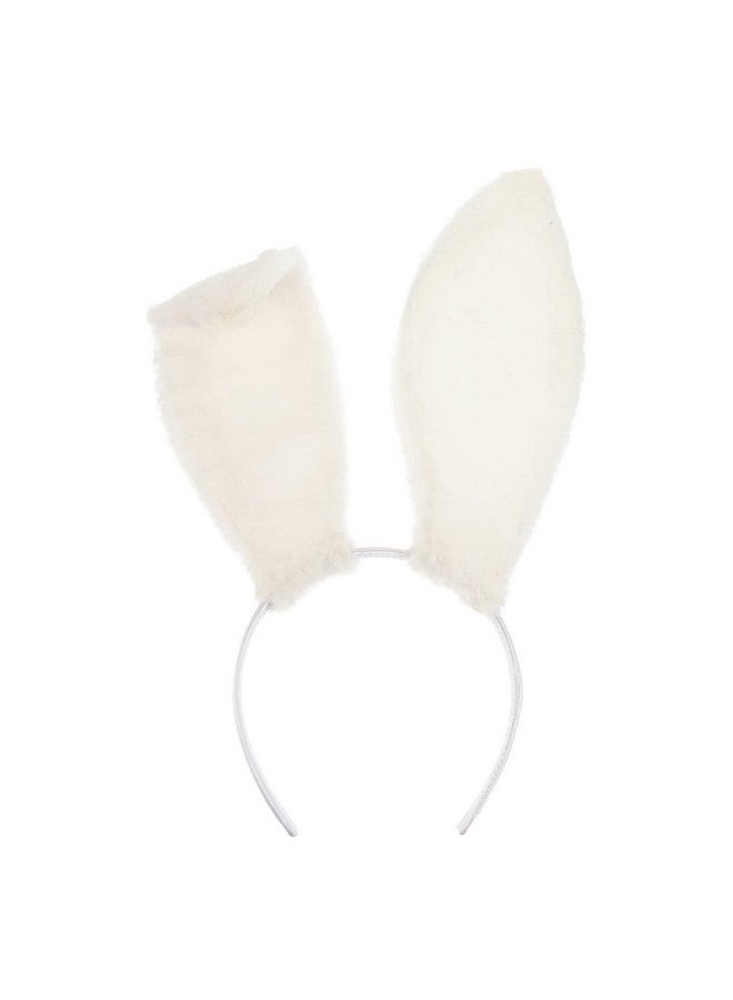 minkissy Bunny Headband Plush Rabbit Ear Headbands Fluffy Bunny Ear Headbands Birthday Halloween Party Favors White Bunny Ears Headband - Image 1