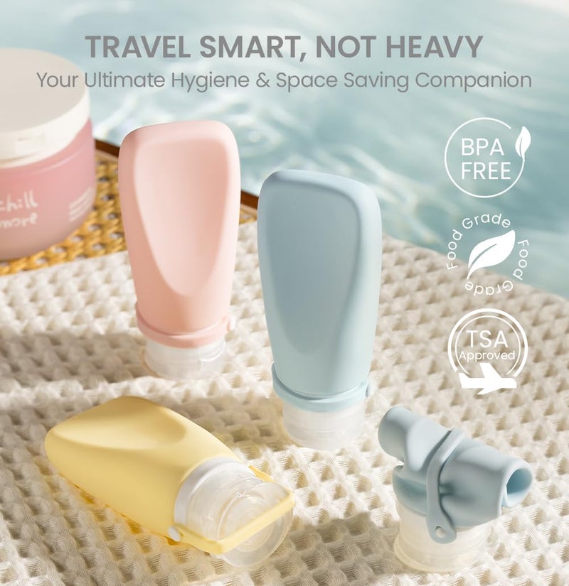 Cryslora Travel Bottles for Toiletries, TSA Approved 3oz Container, High-Effeiciency Leak-Proof Ultrasonic Technology, Silicone Refillable Squeezable Travel Accessories for Shampoo Conditioner Lotion (3 Pcs) - Image 2