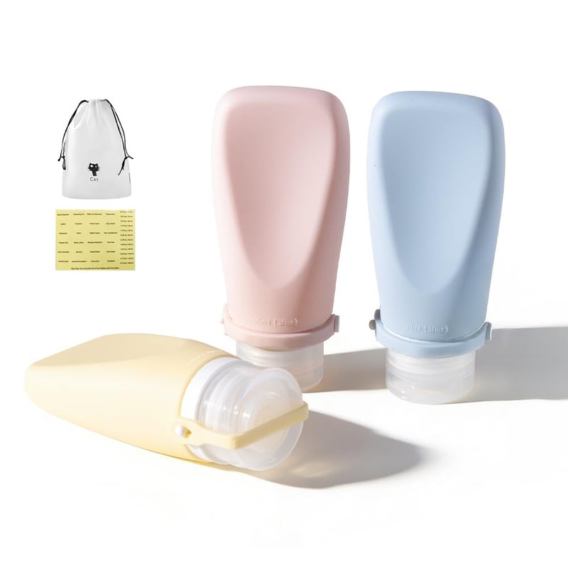 Cryslora Travel Bottles for Toiletries, TSA Approved 3oz Container, High-Effeiciency Leak-Proof Ultrasonic Technology, Silicone Refillable Squeezable Travel Accessories for Shampoo Conditioner Lotion (3 Pcs) - Image 1