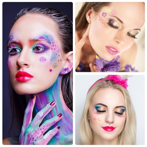 CODOHI 50 Pcs Face Paint Stencils, Body Facial Painting Templates, Diverse Designs for Makeup, Halloween, Party Art Painting - Image 4
