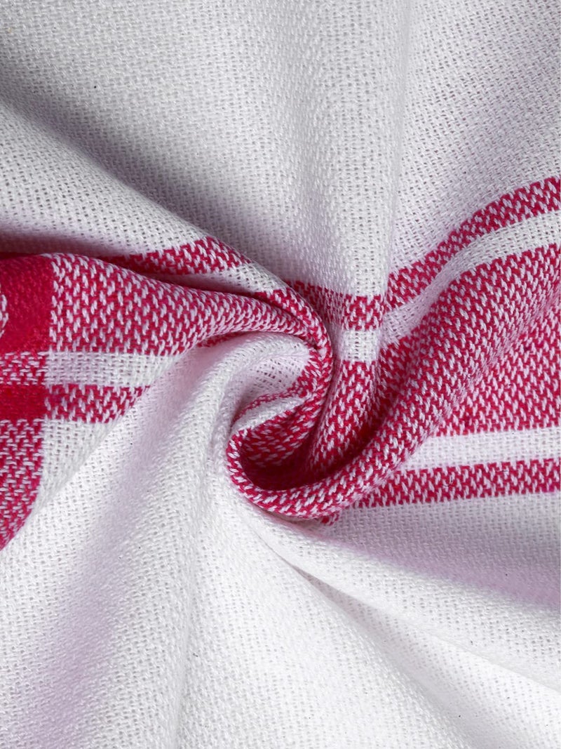 Arrabi Pink Stripes Handwoven Cotton Hand Towel (Set of 5) | ARHT-1015-x5 - Image 5