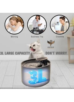 HOPHOP HOPHOP Cat Water Fountain Adjustable Water Flow Drinking, Automatic Carbon Activated Filter Fountain (3 Flow Modes and 4 filter elements), Electric Dispenser with Led Light for Dogs And Multiple Pets  - Image 4