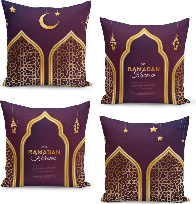 Filamente 4-Piece Cushion Cover Set Ramadan Special Pattern Double-Sided Digital Printed 