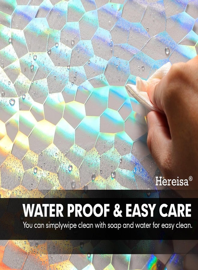 Hereisa Holographic Shower Curtain Liner, 72 x 72 Inches PEVA Plastic Shower Liner with 3 Weighted Magnets and 12 Rustproof Metal Grommet, Medium Weight Waterproof Shower Curtain - Feather - Image 3