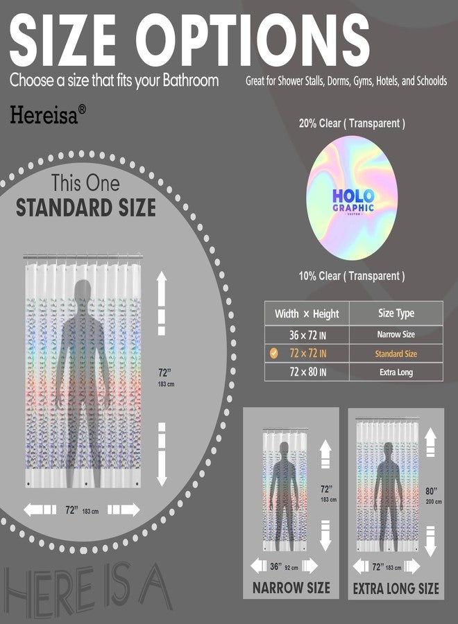 Hereisa Holographic Shower Curtain Liner, 72 x 72 Inches PEVA Plastic Shower Liner with 3 Weighted Magnets and 12 Rustproof Metal Grommet, Medium Weight Waterproof Shower Curtain - Feather - Image 2