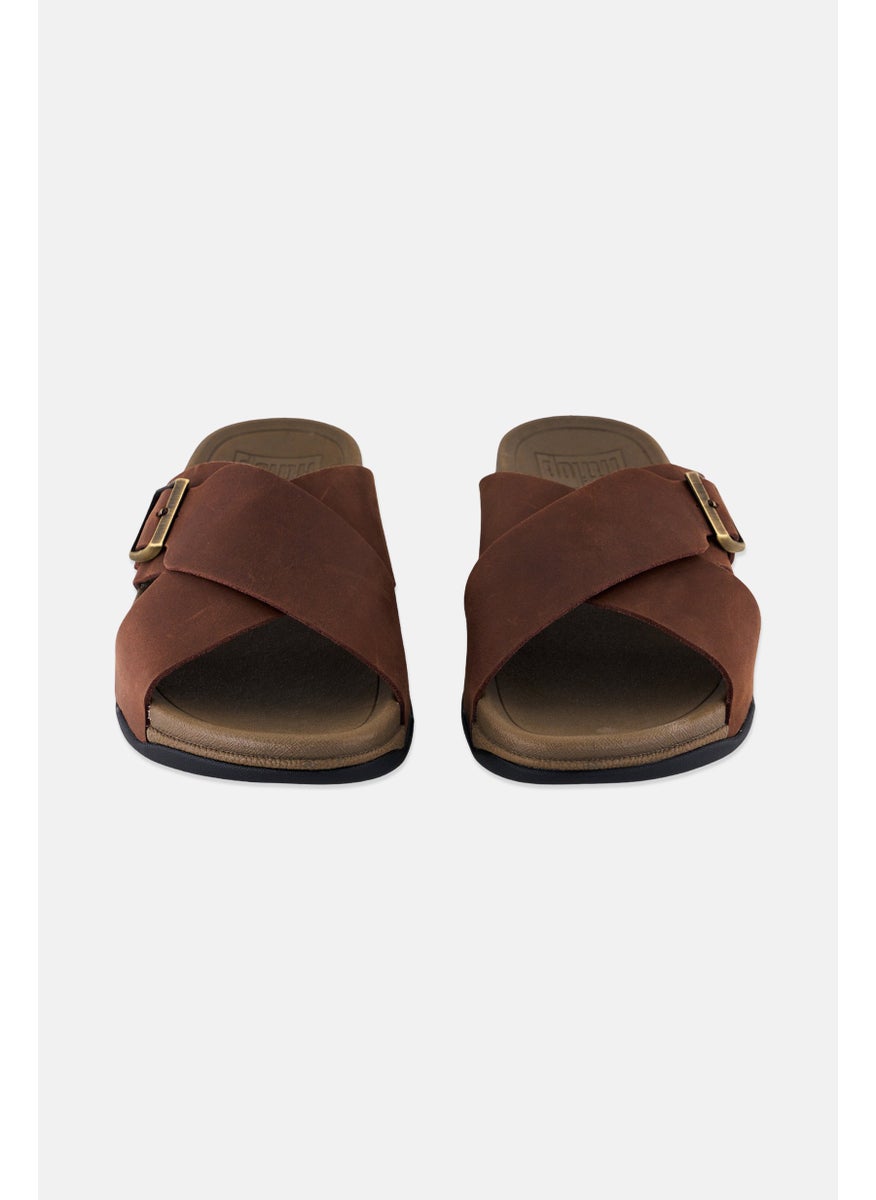 FitFlop Men Surfer Nubuck Cross Slip On Slide Sandals, Choco Brown  - Image 4