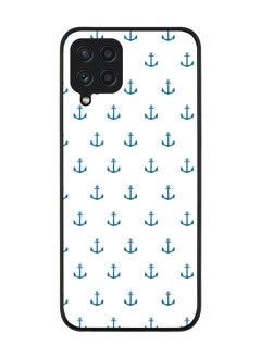 Rugged Black edge case for Samsung Galaxy A22 (LTE/4G)  Slim fit Soft Case Flexible Rubber Edges Anti Drop TPU Gel Thin Cover - Anchor Blue