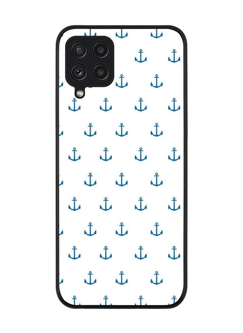 Rugged Black edge case for Samsung Galaxy A22 (LTE/4G)  Slim fit Soft Case Flexible Rubber Edges Anti Drop TPU Gel Thin Cover - Anchor Blue