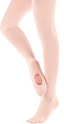 MdnMd 1 Pack Girls Ballet Dance Tights Transition Women Adult Footless Ballet Legging Stocking Pantyhose (Ballet Pink, Child Age 8-11) - Image 1