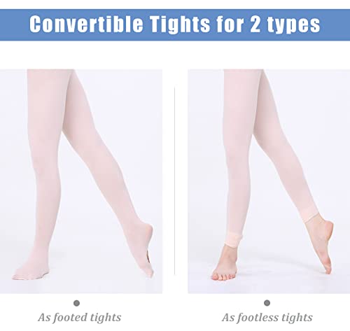 MdnMd 1 Pack Girls Ballet Dance Tights Transition Women Adult Footless Ballet Legging Stocking Pantyhose (Ballet Pink, Child Age 8-11) - Image 2
