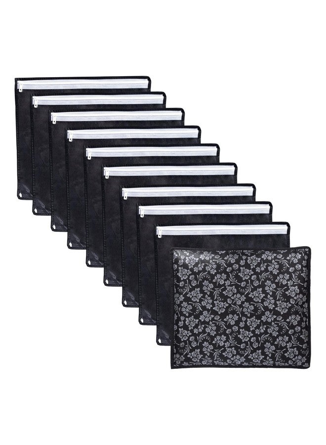 LAXIS HOMFIL Brand - LAXIS Non-Woven Printed Single Saree Cover, Saree Bag Pack of 10Pcs, Transparent Saree Covers With Zip, Saree Covers For Storage, Wardrobe Organiser, Size-36x42x2cm (Black) - Image 1