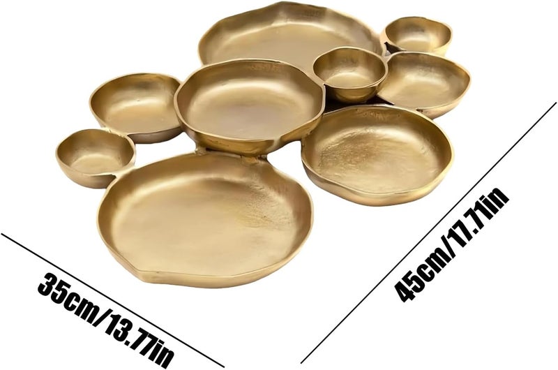 Cluster Serving Tray - Shiny Gold Snacks Dishes | 9-Piece Combination Elegant Round Cluster Decorative Bowls for Potato Chips, Dip, Nuts, Appetizers, Party, Home, Entertaining, and Holiday - Image 2