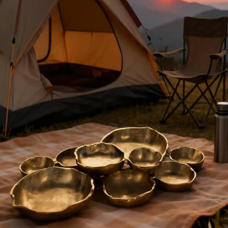 Cluster Serving Tray - Shiny Gold Snacks Dishes | 9-Piece Combination Elegant Round Cluster Decorative Bowls for Potato Chips, Dip, Nuts, Appetizers, Party, Home, Entertaining, and Holiday - Image 3