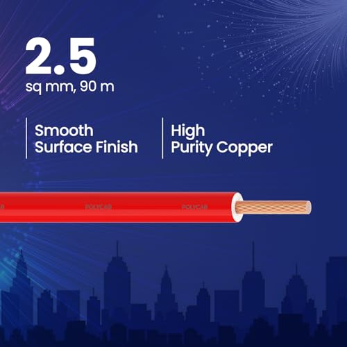 Polycab Suprema 2.5 sqmm Electron beam technology housewire|2.505C heat withstand capacity| No melt-No drip PVC insulation| 60 years product life|85% higher current carrying capacity|90M coil【Red】 - Image 2
