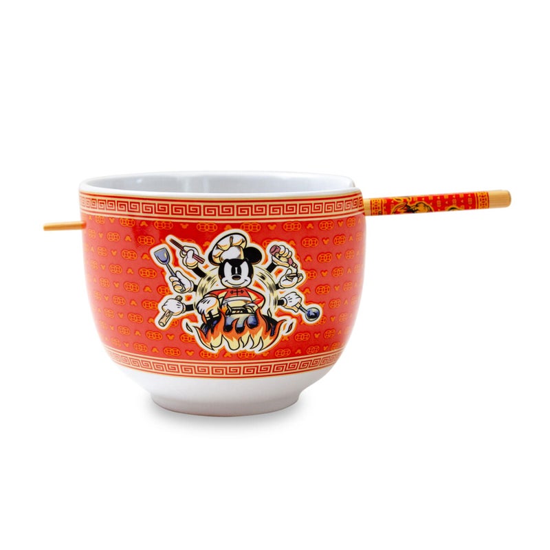 Silver Buffalo Disney Mickey Mouse Wild Wok 20-Ounce Ramen Bowl and chopstick Set  - Image 1