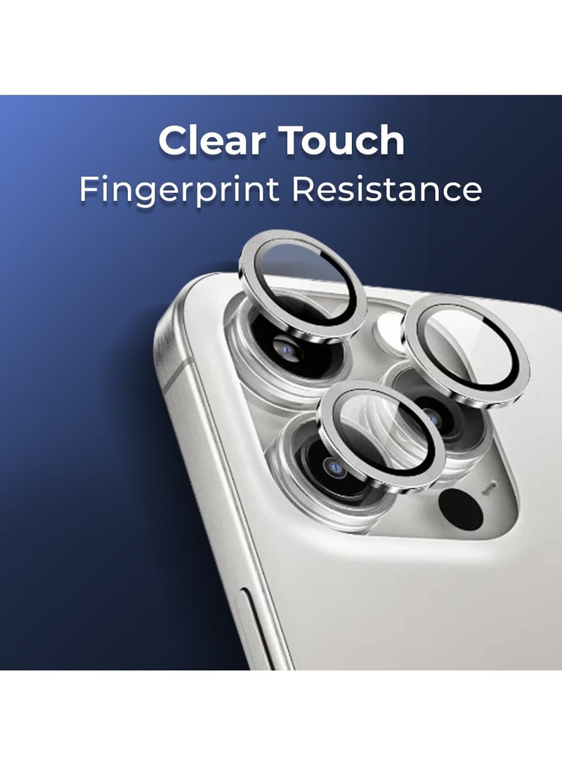 glassology حماية عدسة آيفون 16 برو ماكس مقاومة للخدوش ومضادة لبصمات الأصابع لحماية الكاميرا (فضي) - Image 2