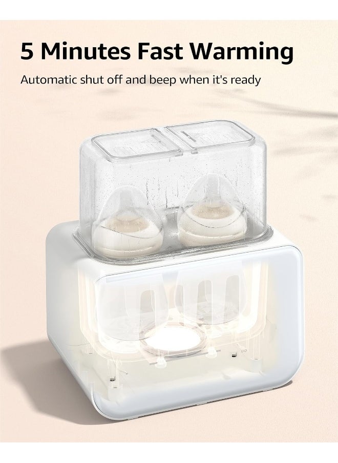 GROWNSY Baby Bottle Warmer, 8-in-1 Fast Milk Warmer with Timer Breastmilk or Formula, Fits 2 Bottles, Accurate Temperature Control, with Defrost, Sterilizing, Keep, Heat Baby Food Jars Function